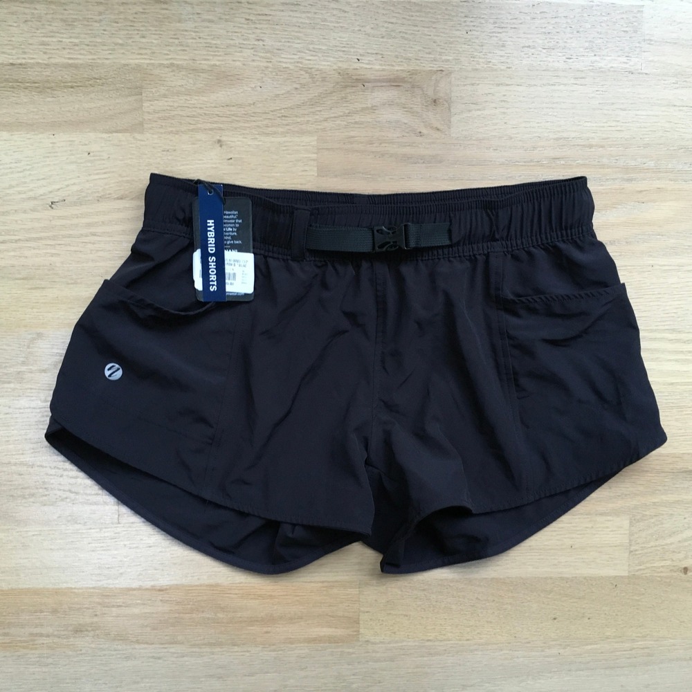 Nani Active Hybrid Shorts Womens Medium Black Sporty Swim Hike Buckle Belt NWT